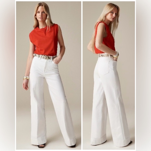 J. Crew Denim - NWT J. Crew Wide-Leg Denim Trouser in White, High Rise, Wide Cuffs Sizes 30 & 32